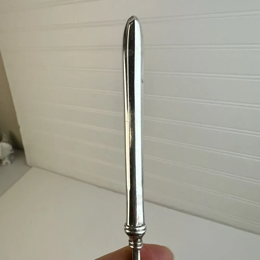 Elegant Sterling Silver Handle Cold Meat Serving Fancy Silverplate Fork 8.5”